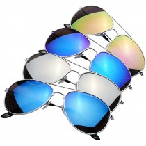 Aviator zonnebril met gekleurde spiegelglazen