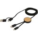 Chechia 5-in-1 150 cm datasynchronisatie- en 27 W snellaadkabel van gerecycled plastic met bamboe details
