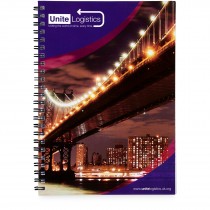 Desk-Mate® A5 spiraal notitieboek en bedrukte achterste omslag